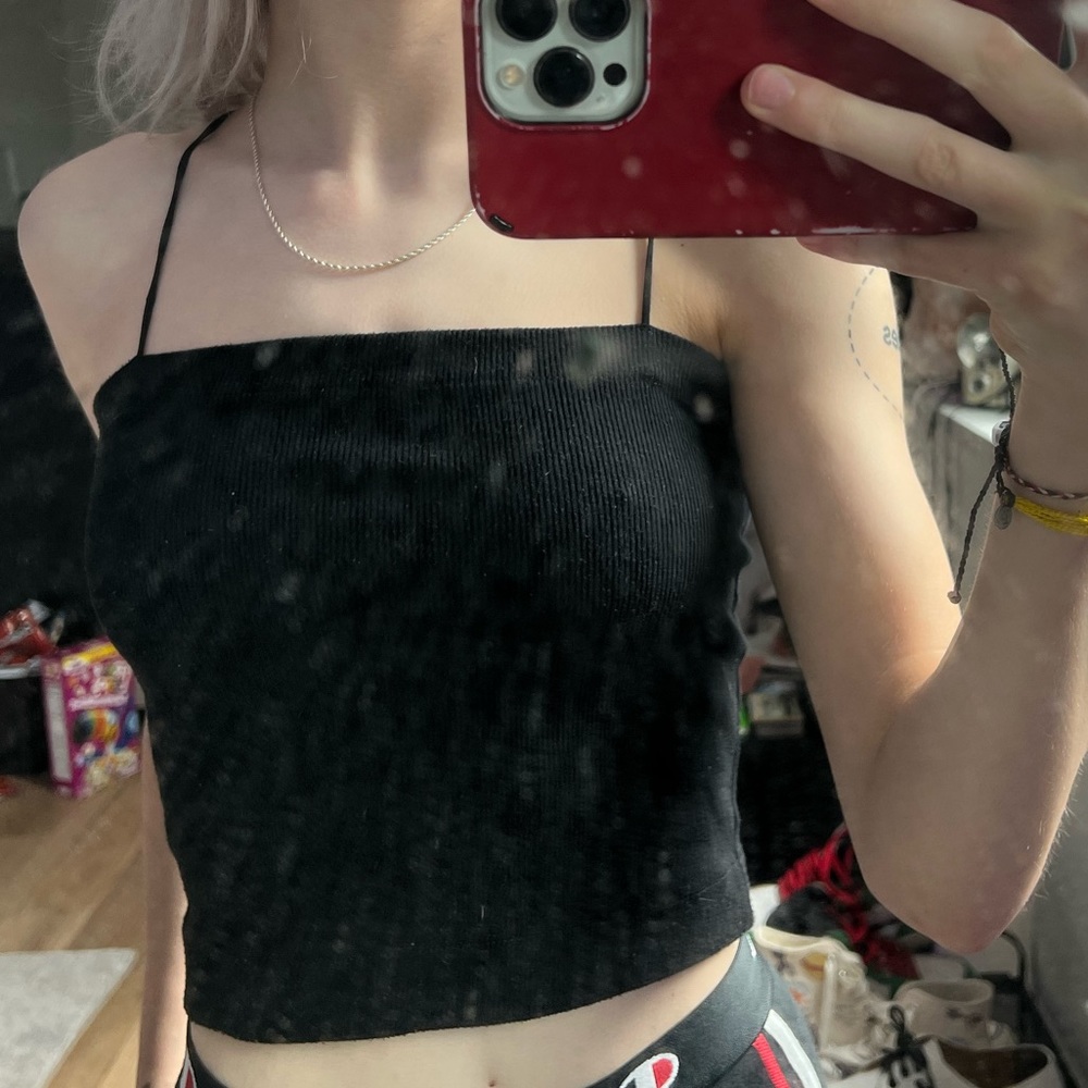 Black American Eagle cropped tank